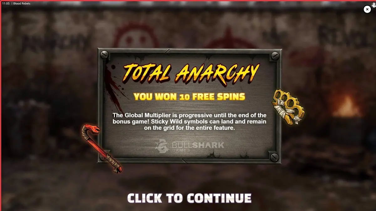 Tampilan visual permainan slot Blood Rebels dengan tema urban yang intens